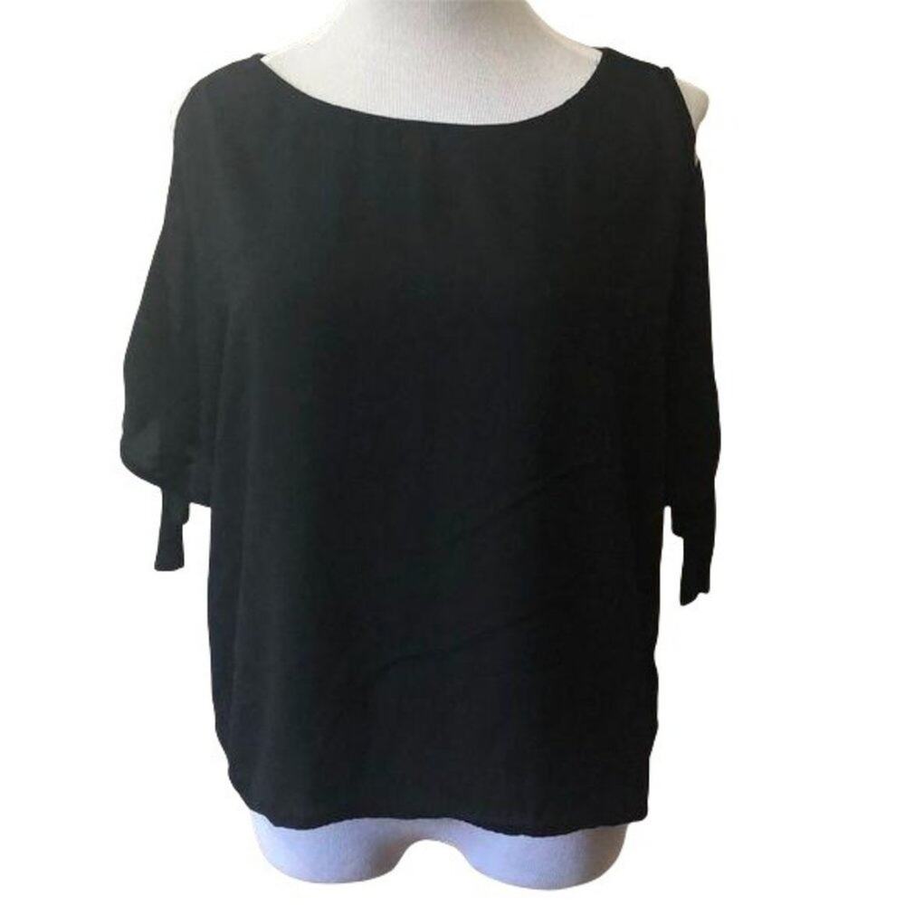 Cold shoulder black flowy blouse. Size medium